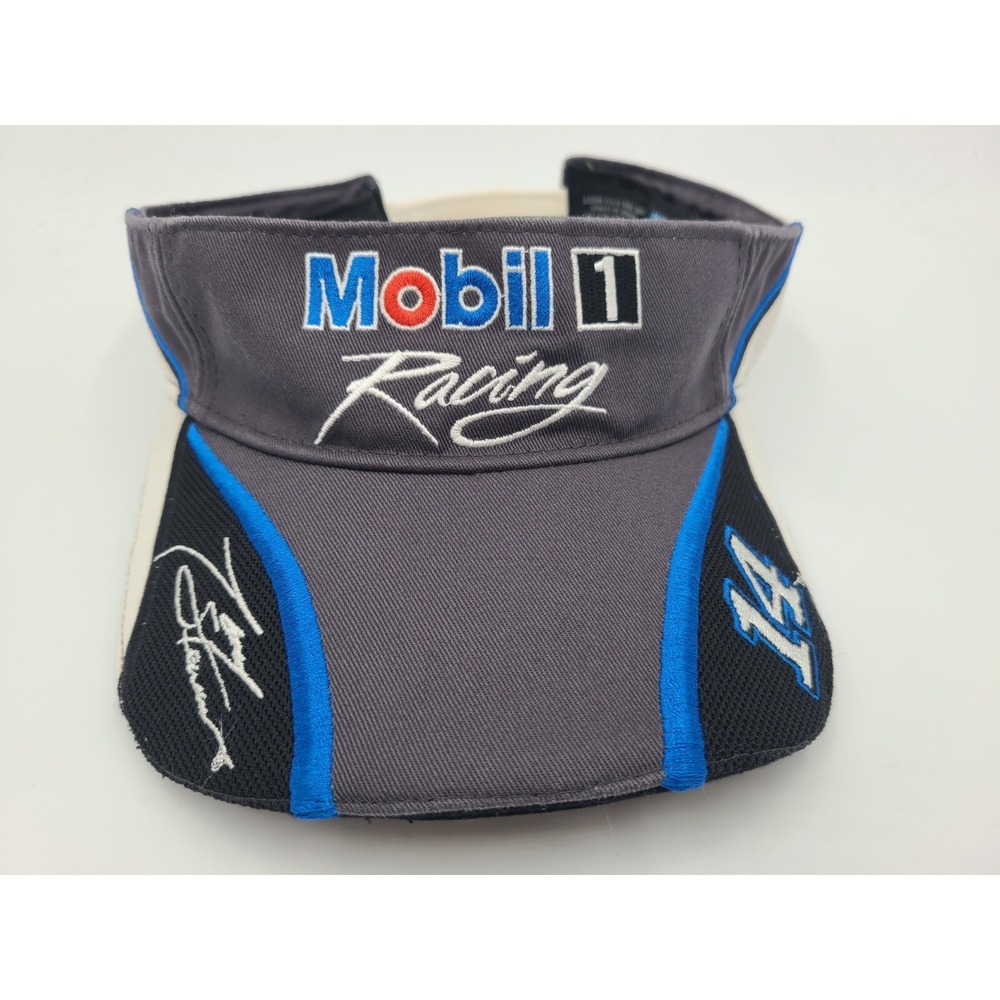 Tony Stewart #14 Mobil 1 Racing Chase Visor Adjustable Hat Cap NASCAR Gray White